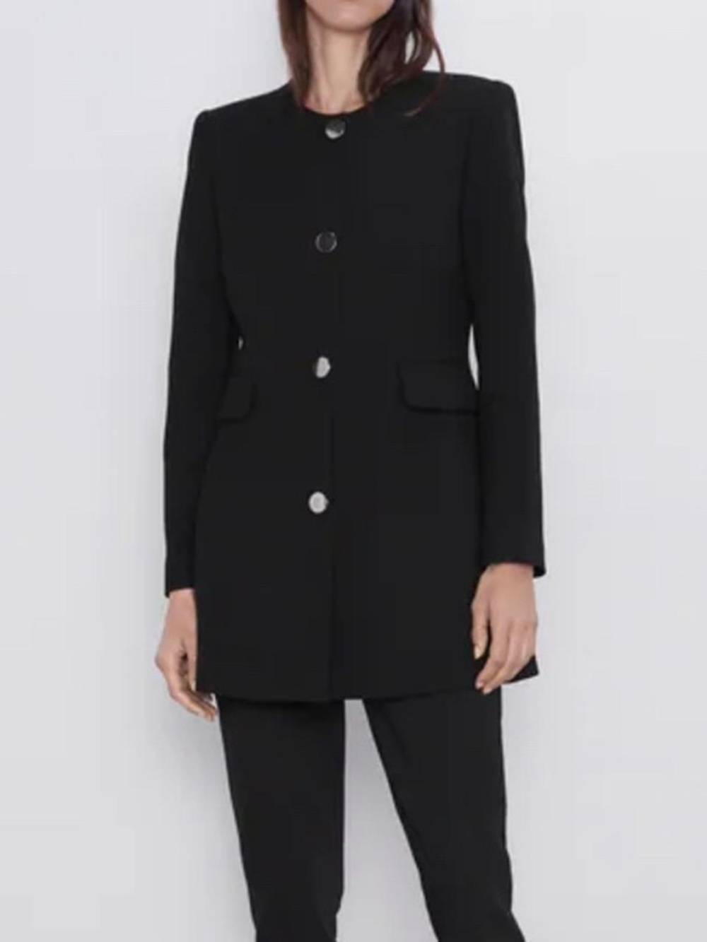 Zara Black Longline Structured Coat